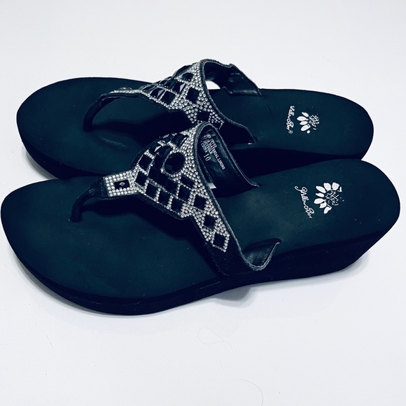 Yellow Box Shoes - Yellow Box Kamilla Wedge Black Women’s Sandals Size 10